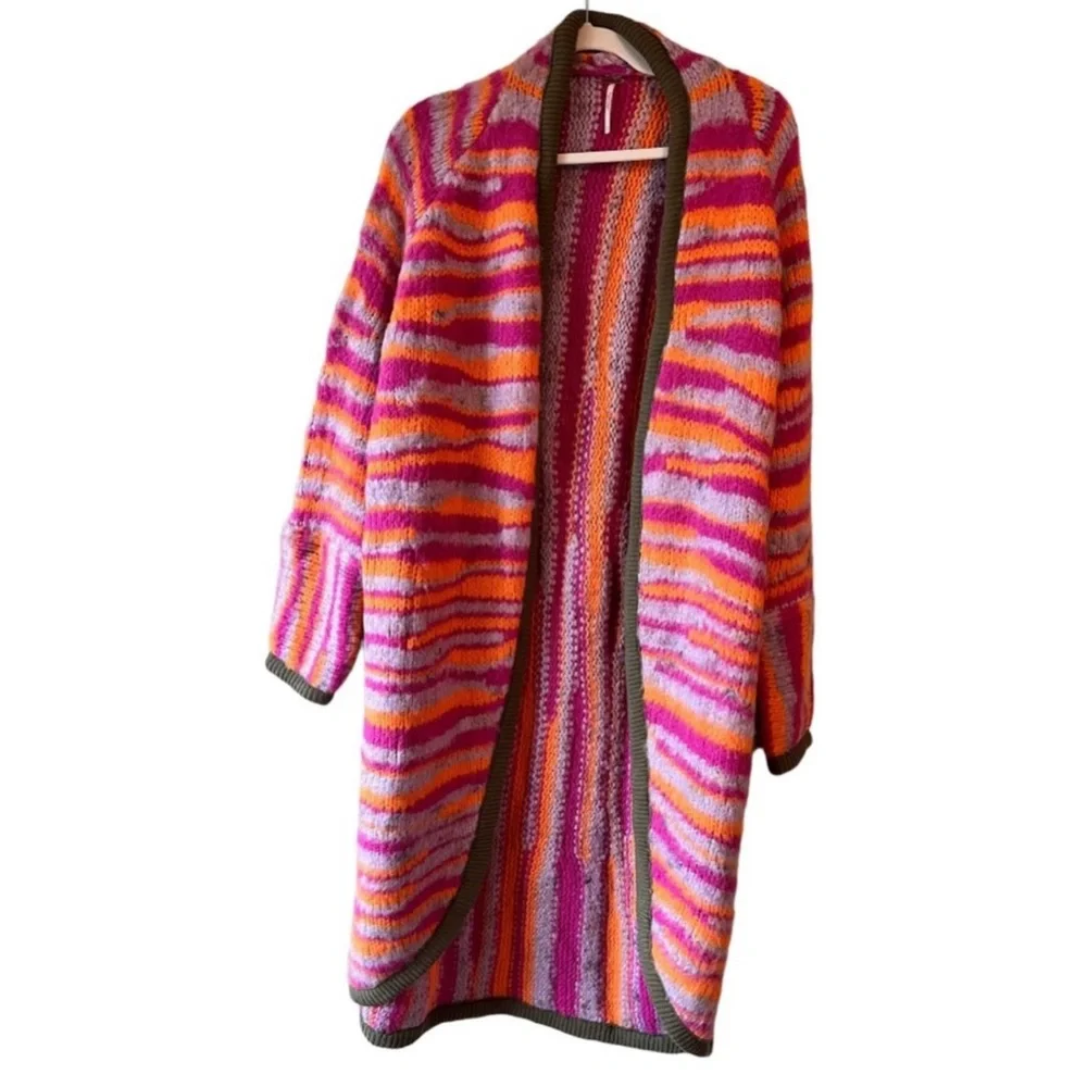 NWT Free People Pink Tiger Knit Duster